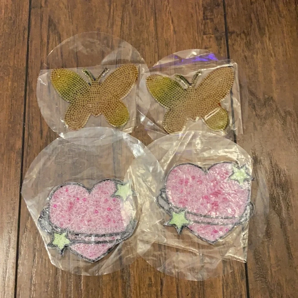 Rhinestone Rainbow Heart & Butterfly Decor Rave Pasties - Set of 2